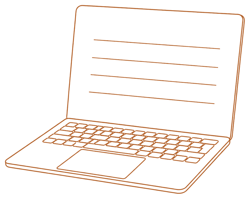 Technical line drawing of the laptop supplied as The Portable